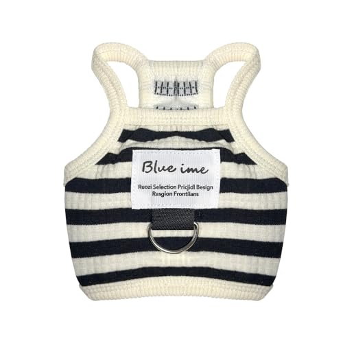 Jzswiepa Haustier-Tanktop aus Baumwolle für kleine Hunde und Katzen, weiches und atmungsaktives Shirt für Frühling und Sommer, gestreiftes Design mit D-Ring, Größe 2XL, Brustumfang 2,9–3,9 kg von Jzswiepa