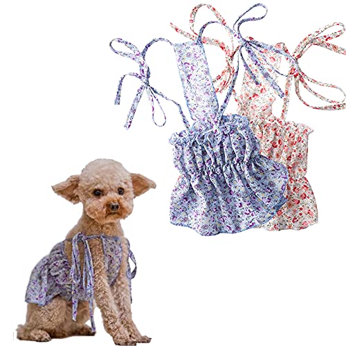 2 Stück Hundekleider Verstellbar Sling Blume Prinzessin Hundekleid Floral Haustier Kleid für Kleine Rassen Hunde Katzen Mädchen Atmungsaktive Katzenkleider Doggie Outfit Welpen Party Kleidung Kleidung (Medium) von K ERATISNIK