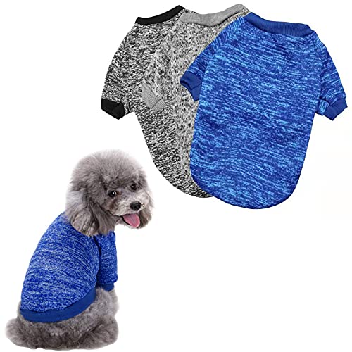 3 Stück Hunde Hoodies Strickwaren Hundepullover Dehnbare Haustierkleidung Weiche Welpen Pullover Katze Kapuzenshirts Casual Hund Sweatshirts für Kleine Hunde Katzen Warme Hundeshirts Winter Welpe von K ERATISNIK