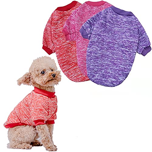 3 Stück Hunde Hoodies Strickwaren Hundepullover Dehnbare Haustierkleidung Weiche Welpen Pullover Katze Kapuzenshirts Casual Hund Sweatshirts für Kleine Hunde Katzen Warme Hundeshirts Winter Welpen von K ERATISNIK