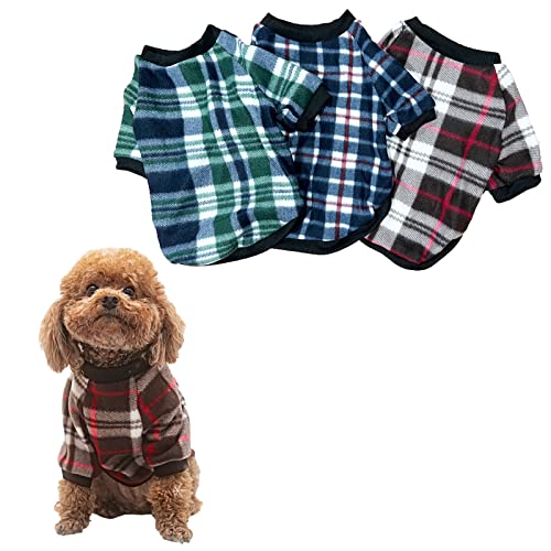 3 Stück HundeKapuzenpullover Strickwaren Hundepullover Stretchy Weihnachten Hundekleidung Weicher Welpenpullover Warm Plaid Hundepullover Katze Kapuzenshirts Casual Hund Sweatshirts für Kleine Hunde von K ERATISNIK