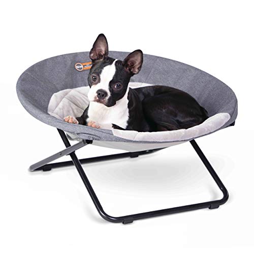 K&H PET PRODUCTS Cozy Cot erhöhtes Haustierbett, Stuhl für Hunde und Katzen, maschinenwaschbar, Grau, Größe M, 61 cm von K&H