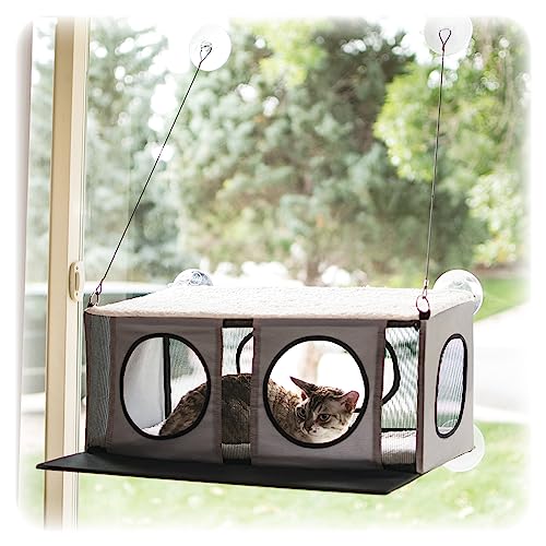 K&H Pet Products Katzenfensterstange für große Katzen, EZ Mount Penthouse Fensterbank Katzenbett, Stabile Katzenhängematte für Fenster, Katzensitzstange Katzenregal, Katzenfensterbett Katzenmöbel, von K&H