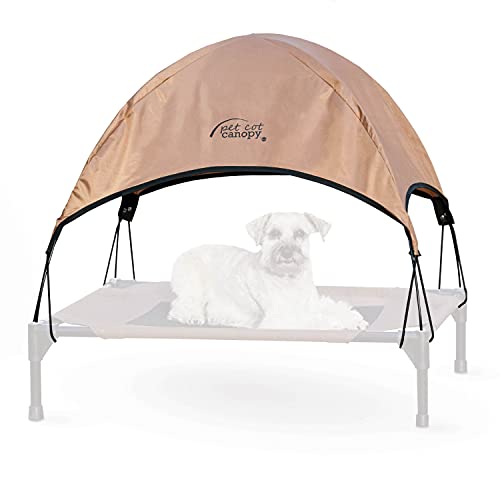 K&H PET PRODUCTS Pet Cot Shade Canopy for Elevated Outside Dog Beds, Dog Sun Umbrella Canopy for Dog Cots (Cots Sold Separately), Tan, Medium 32 X 25 Inches von K&H