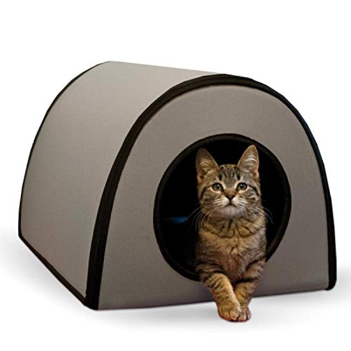 K&H Pet Products Thermo Mod Kitty Shelter Beheiztes Katzenhaus für draußen im Winter, isoliert, wasserdicht, beheizter Boden, waschbarer Bezug, Sicherheitsliste – klein, 53,3 x 35,6 x 33 cm, Grau, 20 von K&H