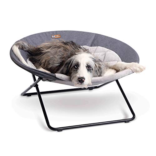 K&H PET PRODUCTS Cozy Cot Erhöhtes Haustierbett, Geschirrstuhl für Hunde und Katzen, maschinenwaschbar, Grau, groß 76,2 cm von K&H