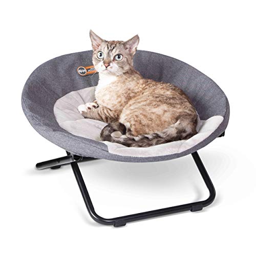 K&H PET PRODUCTS Cozy Cot Erhöhtes Haustierbett, Geschirrstuhl für Hunde und Katzen, maschinenwaschbar, Grau, klein 48 cm von K&H