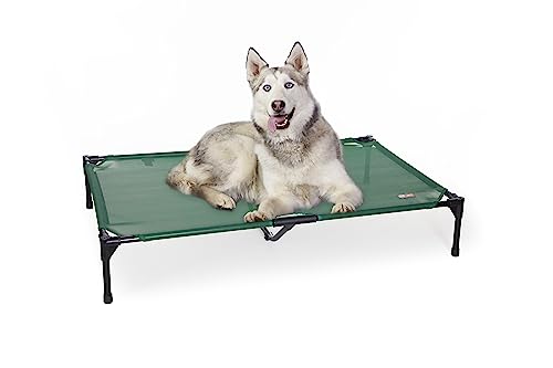 K&H PET PRODUCTS Erhöhtes Outdoor-Hundebett, erhöhtes Kühlbett mit waschbarem, atmungsaktivem Mesh für extra große Hunde, tragbares erhöhtes Plattform-Haustierbett, robuster Metallrahmen, von K&H