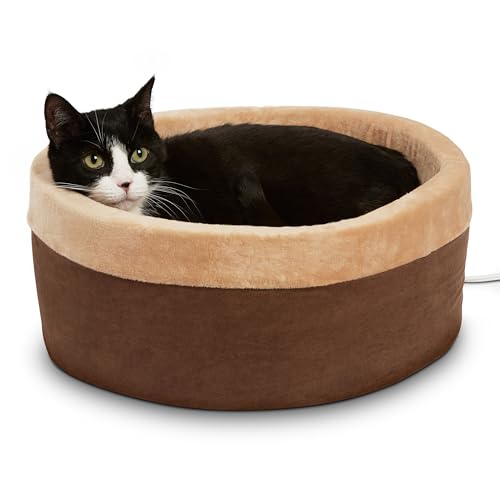 K&H PET PRODUCTS Thermo-Kitty Katzenbett, beheizbar, klein, 40,6 cm, Mokka/Hellbraun von K&H