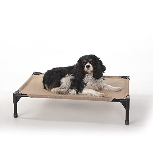 K&H Pet Products Erhöhtes Hundebett, kühlendes Hochbett mit wasserdichtem, atmungsaktivem Netzgewebe für mittelgroße Hunde, tragbares Tischbett mit robustem Metallrahmen und Bezug im Hängematten-Stil, von K&H