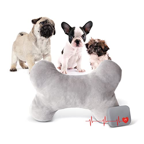 K&H Pet Products Mother's Heartbeat Beruhigendes Hundespielzeug, Knochenkissen, für kleine Rassen, 20,3 cm, Grau von K&H