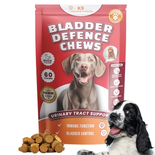 Blatt-Supplement – Blase & Nieren Ergänzung für Hunde – 100% Natürlich – Mit Cranberry, D-Mannose & Brennnesselsamen – Unterstützt Blasengesundheit & Harnwege – 60 Kausnacks von K9 Laboratories