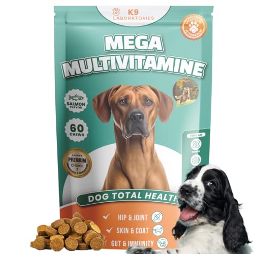 K9 Laboratories Mega Multivitamin für Hunde - 60 Stück - in praktischer Snackform - Unterstützt Muskeln, Gelenke, Imuunsystem, Verdauung, Haut und Fell von K9 Laboratories