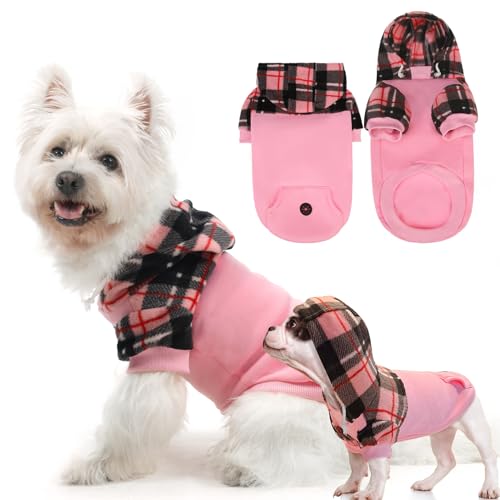 K9meme Fleece-Hunde-Kapuzenpullover für kleine, mittelgroße und große Hunde, weicher Pullover, Hundekleidung für Welpen, Bulldoggen, XS, S, M, L, Größe M, Rosa von K9meme