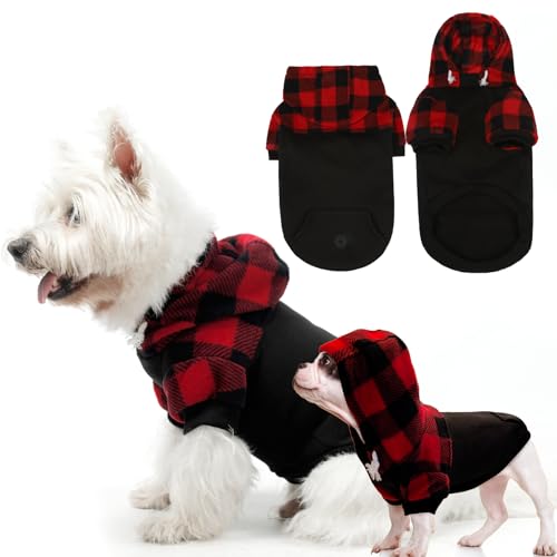 K9meme Fleece-Hunde-Kapuzenpullover für kleine, mittelgroße und große Hunde, weicher Pullover, Hundekleidung für Welpen, Bulldoggen, XS, S, M, L, Rot, Größe M von K9meme