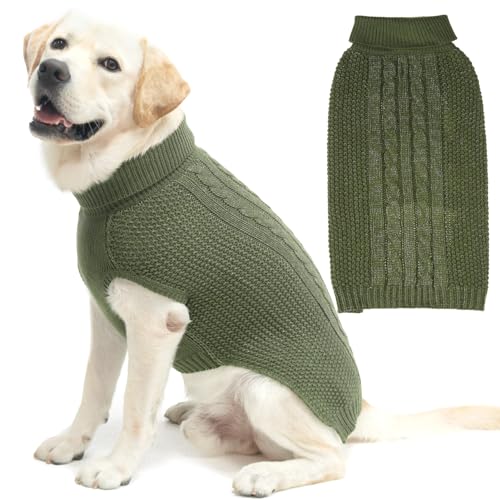 K9meme Hundepullover mit Zopfmuster für kleine, mittelgroße und große Hunde mit reflektierendem Garn für Herbst Winter, weiche, warme Hundekleidung für Rassen in S, M, L, Hundestrickwaren mit Loch für von K9meme