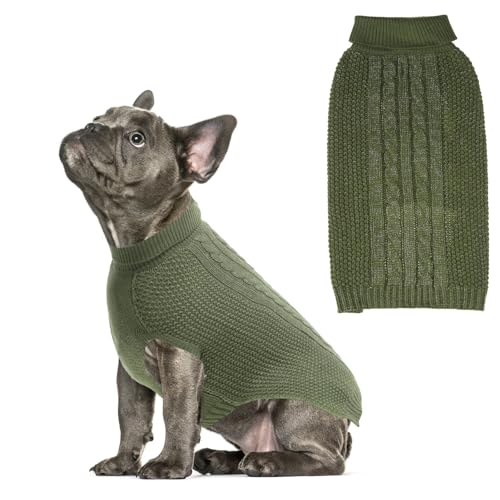 K9meme Hundepullover mit Zopfmuster für kleine, mittelgroße und große Hunde mit reflektierendem Garn für Herbst und Winter, weiche, warme Hundekleidung für Rassen, Hunde, Pullover, Hundestrickwaren von K9meme