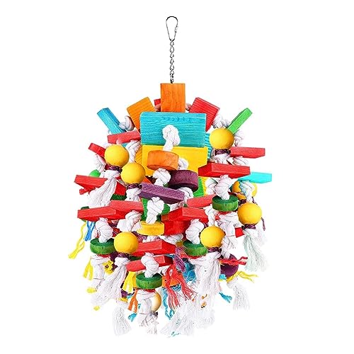 KACPLY Mehrfarbige Holzblöcke, reißendes Spielzeug mit Holzperlen, bestes Vogelspielzeug für Papageien von KACPLY