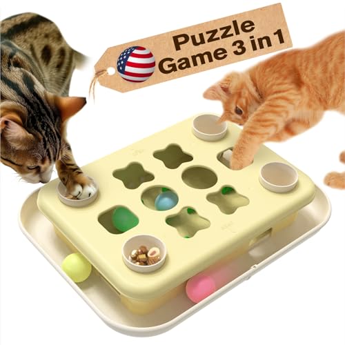 KADTC Katzen-Puzzle-Spiele, Level 3-in-1, Intelligenz-Geistspiel, Track-Bälle, Kätzchen, Futter-Puzzle, Spielzeug für Indoor-Katzen, sensorische Aktivität, Bereicherung, Spielzeug, von KADTC