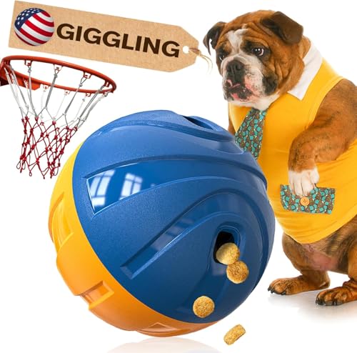 KADTC Leckerli-Ball für Hunde, verstellbare Futterdosiergeschwindigkeit, Welpen-Basketball-Spielzeug, Puzzle, langsames Füttern, Gedankenspiel für mittlere/große/extra L, aggressive Kauer, Rassen, UV5 von KADTC