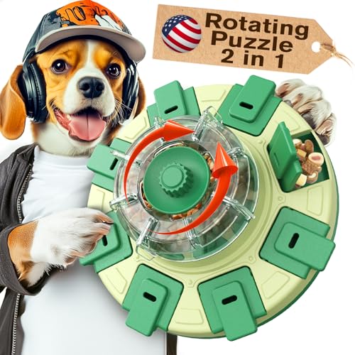 KADTC Rotierender Puzzle-Spielzeug für Hunde, langsames Füttern, Futterspender für kleine/mittelgroße/größere Hunde, Welpen, Gehirn, Geistesspiel, Level 2-in-1, Leckerli-Spiele, von KADTC