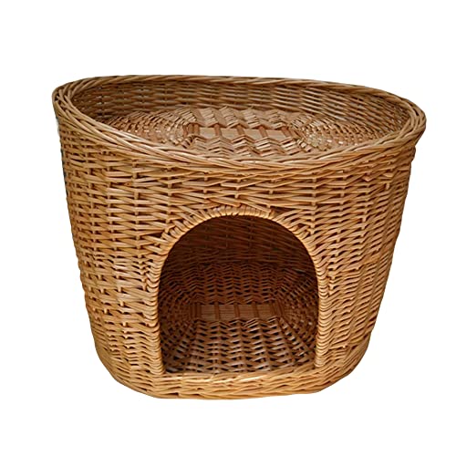 KAFELE Multifunktionale Rattan Katze Zwinger Und Hundehaus, Universelle Haustier Villa Für Vier Jahreszeiten, Abnehmbare Und Waschbar, Große Kapazität Haustier Spielplatz,Beige,46CM von KAFELE