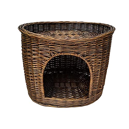 KAFELE Multifunktionale Rattan Katze Zwinger Und Hundehaus, Universelle Haustier Villa Für Vier Jahreszeiten, Abnehmbare Und Waschbar, Große Kapazität Haustier Spielplatz,Schwarz,46CM von KAFELE