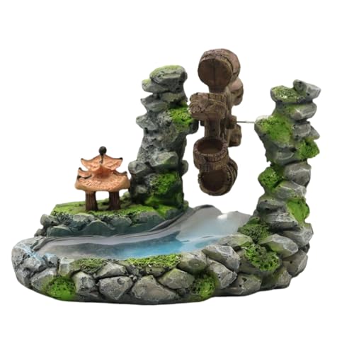 KAHDGSS Harz Rockery Waterwheel Terrarium Dekoration Fischtank Landschaftsgestaltung Figur Fischtank Dekoration Office Tisch Ornament von KAHDGSS