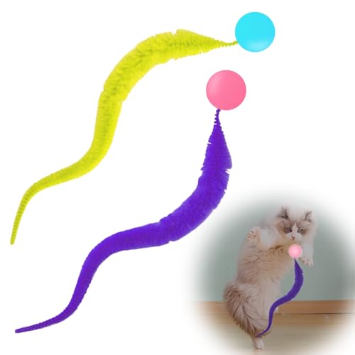 Wackelwurm-Katzenspielzeug, getippter Wackelball für Katzen, Katzenspielzeugball mit Raupenschwanz, einfarbiger Wackelball für Katzen, Katzenspielzeug, Selbstunterhaltung für Haushalt, Tiergeschäft, von KAHOUI