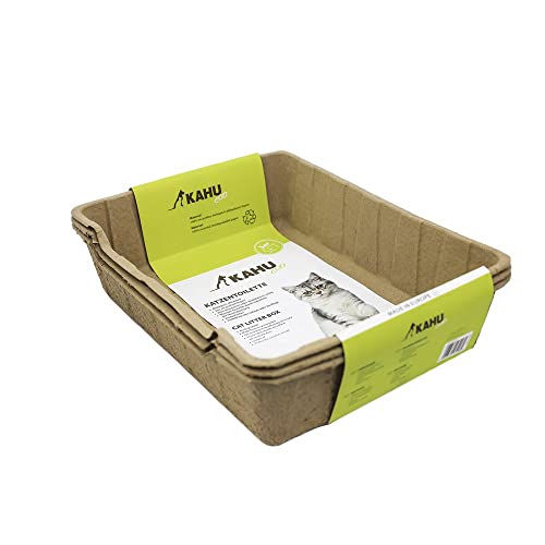 KAHU ECO Katzentoilette • aus 100% recyceltem, biologisch abbaubarem Papier • cat Litter • Katzenklo für unterwegs • kompostierbar • 45 cm x 35 cm • 3er Pack von KAHU