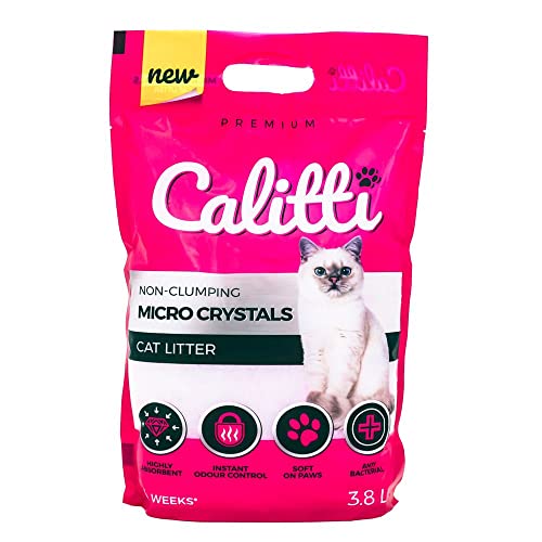 KAHU by CALITTI Micro Silikat Katzenstreu • Premium Crystals Silikatstreu • Saugstark Kiselgel • Katzensand • Staubfrei • Klumpfrei • 1er Pack (3,8L) • Feinheit: Micro Crystals von KAHU