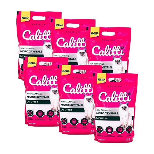 KAHU by CALITTI Micro Silikat Katzenstreu • Premium Crystals Silikatstreu • Saugstark Kiselgel • Katzensand • Staubfrei • Klumpfrei • 6er Pack (22,8L) • Feinheit: Micro Crystals von KAHU