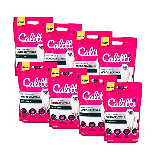 KAHU by CALITTI Micro Silikat Katzenstreu • Premium Crystals Silikatstreu • Saugstark Kiselgel • Katzensand • Staubfrei • Klumpfrei • 8er Pack (30,4L) • Feinheit: Micro Crystals von KAHU