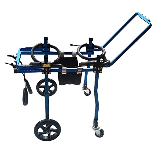 KAJILE Einstellbar Volle Unterstützung 4 Räder Behinderte Hund Rollstuhl,Haustier-Wagen,Vorderbeine Invalidität oder Ganzkörper Lähmung,Rehabilitation Ausbildung,XL von KAJILE