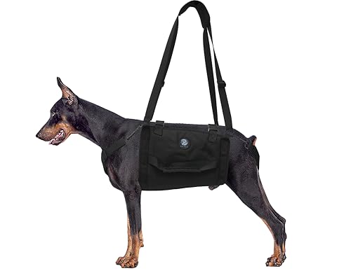 KAJILE Ganzkörper-Hundetragegurt,Große Hunde Unterstützung Rucksack,Fit Joint Verletzungen,Älterer Hund,Arthritis,Chirurgie Rehabilitation,Schwarz,L von KAJILE