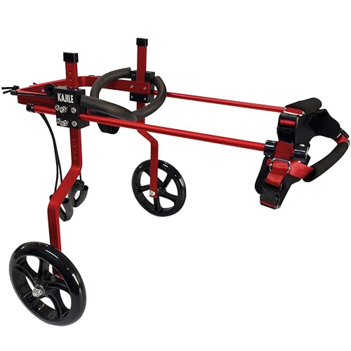 KAJILE Verstellbarer 2-Rad-Hunderollstuhl, M-3 Größe für behinderte Hund Hinterbeine Rehabilitation, geeignete Höhe 30-41cm, Breite 13-18.5cm, Länge 20-28cm von KAJILE