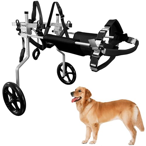 KAJILE Verstellbarer 2-Rad-Hunderollstuhl, XL-2 Größe für behinderte Hund Hinterbeine Rehabilitation, geeignete Höhe 50-65cm, Breite 21-28cm, Länge 30-40cm von KAJILE