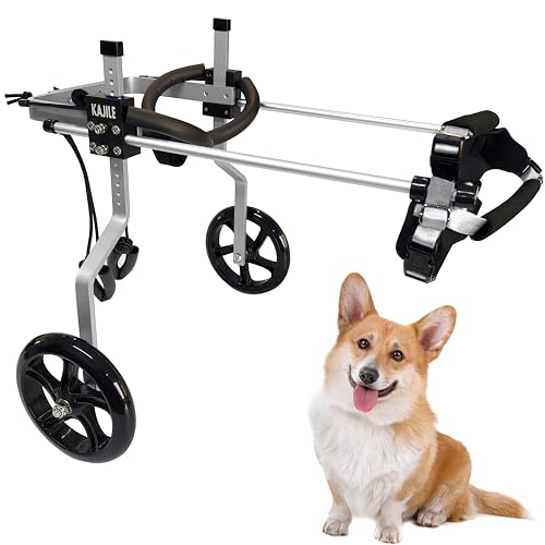 KAJILE Verstellbarer 2-Rad-Hunderollstuhl, S-2 Größe für behinderte Hunde Hinterbeine Rehabilitation, geeignete Höhe 25-30cm, Breite 15-20cm, Länge 18-25cm von KAJILE