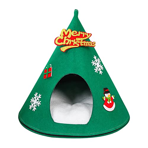 KAKASEA Weihnachtsbaumform für Höhle, Bett, Zelt für kleine bis große Katzen, maschinenwaschbar, weiches Kissen von KAKASEA