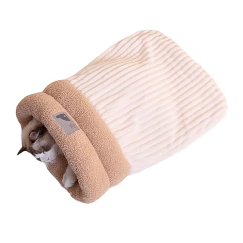 KAKASEA Winter-Katzen-Plüsch-Einlagen, weiche Fässer-Form, bequeme Liege, Schlafsack, für Wärme, kaltes Wetter, Katzenhöhlenbett von KAKASEA