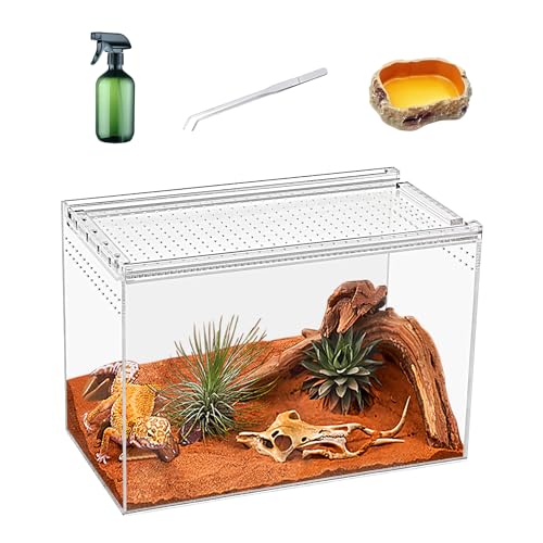 KAKOOTI Reptile Terrarium,11" x 6"x 8" Reptile Breeding Box, Magnetic Acrylic Enclosure，for Tarantula，Hermit Crab，Jumping Spider，Iguana，Leopard Gecko，Bearded Dragon, Insect, Mantis, Scorpions. von KAKOOTI