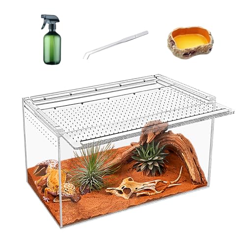 KAKOOTI Reptile Terrarium,14"X6.5"X8.5"inch Reptile Zuchtbox, magnetisches Acrylgehäuse, für Schlange, Tarantula, Einsiedlerkrabbe, springende Spinne, Leguan, Leopard Gecko, Bartdrache, Insekt von KAKOOTI