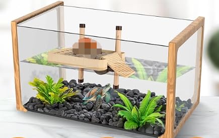 KAKOOTI Schildkröten-Aquarium mit Sonnenplattform, 50,8 x 24,1 x 24,1 cm, Wasserschildkröten-Tank für jugendliche Schildkröten, praktische Bodenentwässerung und vielseitiges Design für von KAKOOTI