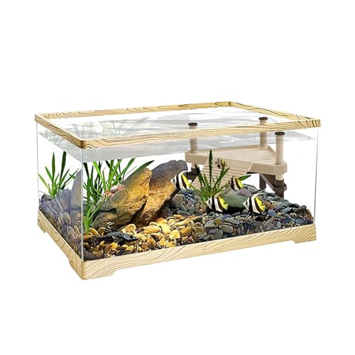 Reptile KAKOOTI Schildkröten-Aquarium mit Schildkröten-Plattform, 50,8 x 24,1 x 24,1 cm, Wasserschildkröten-Tank für jugendliche Schildkröten, praktische Bodenentwässerung und vielseitiges Design für von KAKOOTI