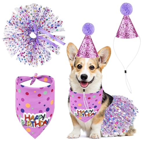 Hunde Geburtstag Hut Bandana Set, Hundebekleidung Zubehör Hund Geburtstag Bandana Mütze Haustier Alles Gute Zum Geburtstag Liefert Hunde Geburtstag Hut Bandana Set Für Kleine Mittlere Große Hunde von KALIONE