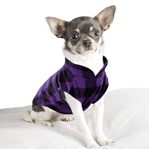 KAMA BRIDAL Hund Frühling Herbst Winter Mantel Hund Pullover Hunde Fleeceweste für Katzen Kleine und Mittlere Hunde Dünner Hundepullover Rot & Schwarz Plaid (X-Small, Lila) von KAMA BRIDAL