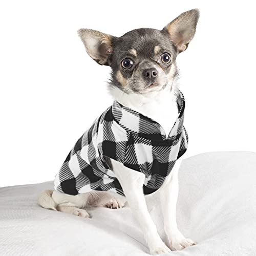 KAMA BRIDAL Hund Frühling Herbst Wintermantel Hundepullover Hund Fleeceweste für Katzen Kleine und Mittlere Hunde Dünner Hundepullover Rot & Schwarz Plaid (XX-Small, Schwarz) von KAMA BRIDAL