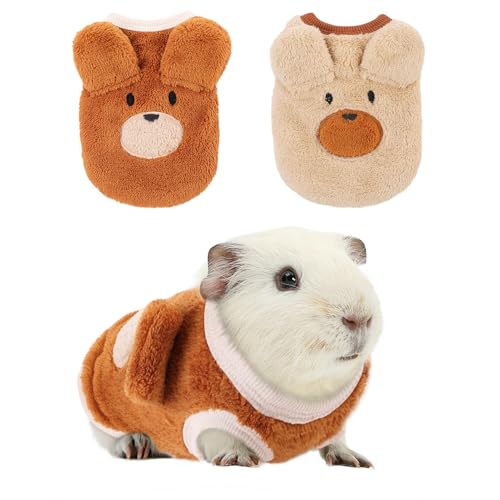 Meerschweinchen-Kleidung, Kaninchen, warme Weste, Chihuahua-Pullover, Flanell-Fleece, Haustier-Kostüm, T-Shirt für Kleintiere, Kätzchen, Frettchen, Chihuahua, Welpen, 2 Stück von KAMA BRIDAL