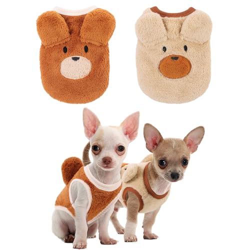 Meerschweinchen-Kleidung, Kaninchen, warme Weste, Chihuahua-Pullover, Flanell-Fleece, Haustier-Kostüm, T-Shirt für Kleintiere, Kätzchen, Frettchen, Chihuahua, Welpen, 2 Stück von KAMA BRIDAL