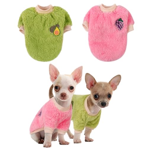 Meerschweinchen-Kleidung, Kaninchenpullover, Chihuahua-Kostüm, warme Weste, Flanell-Kleidung, Fleece, Haustier-Shirt für kleine Tiere, Kätzchen, Frettchen, Chihuahua, Welpen, 2 Stück von KAMA BRIDAL